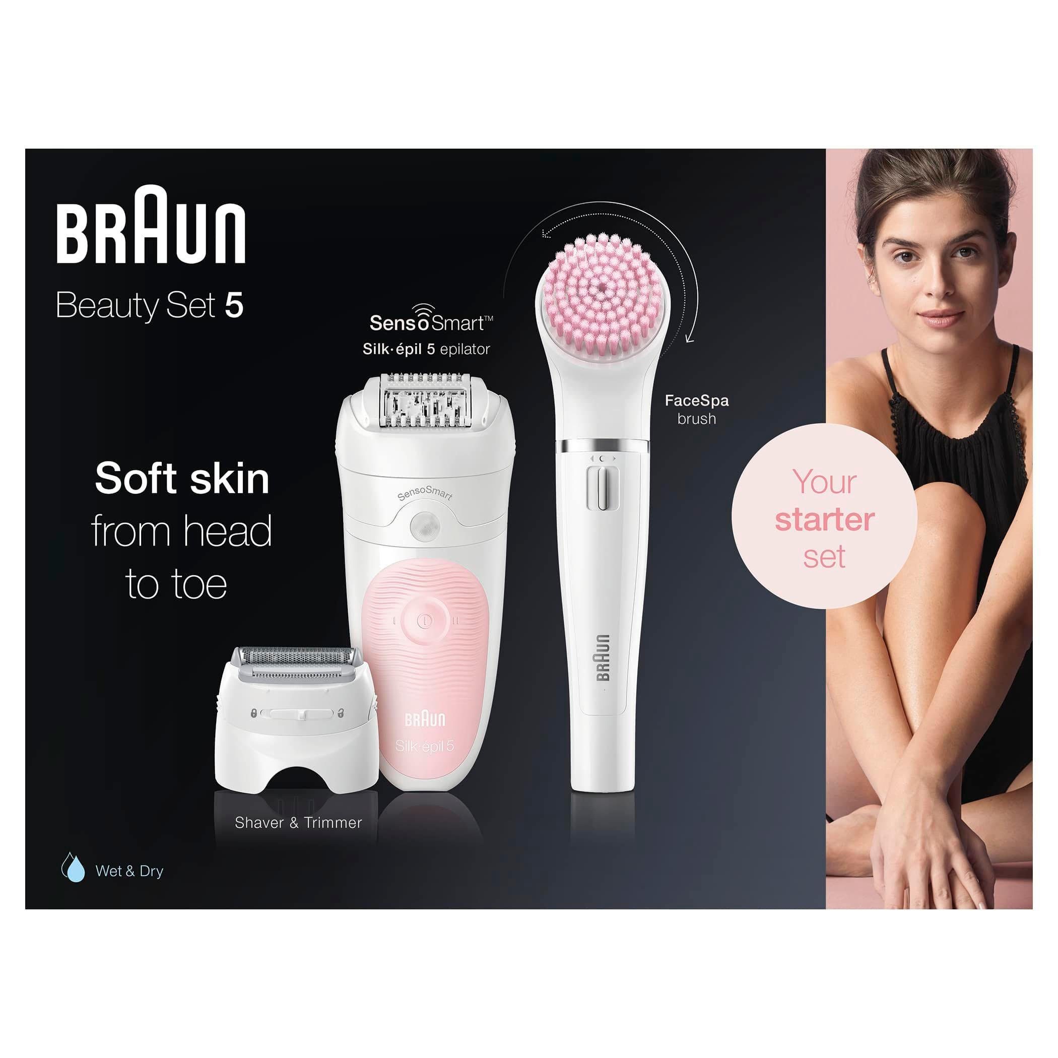 Braun, epilator Silk-épil Deluxe beautyset 5-895 6-in-1, 4 opzetstukken