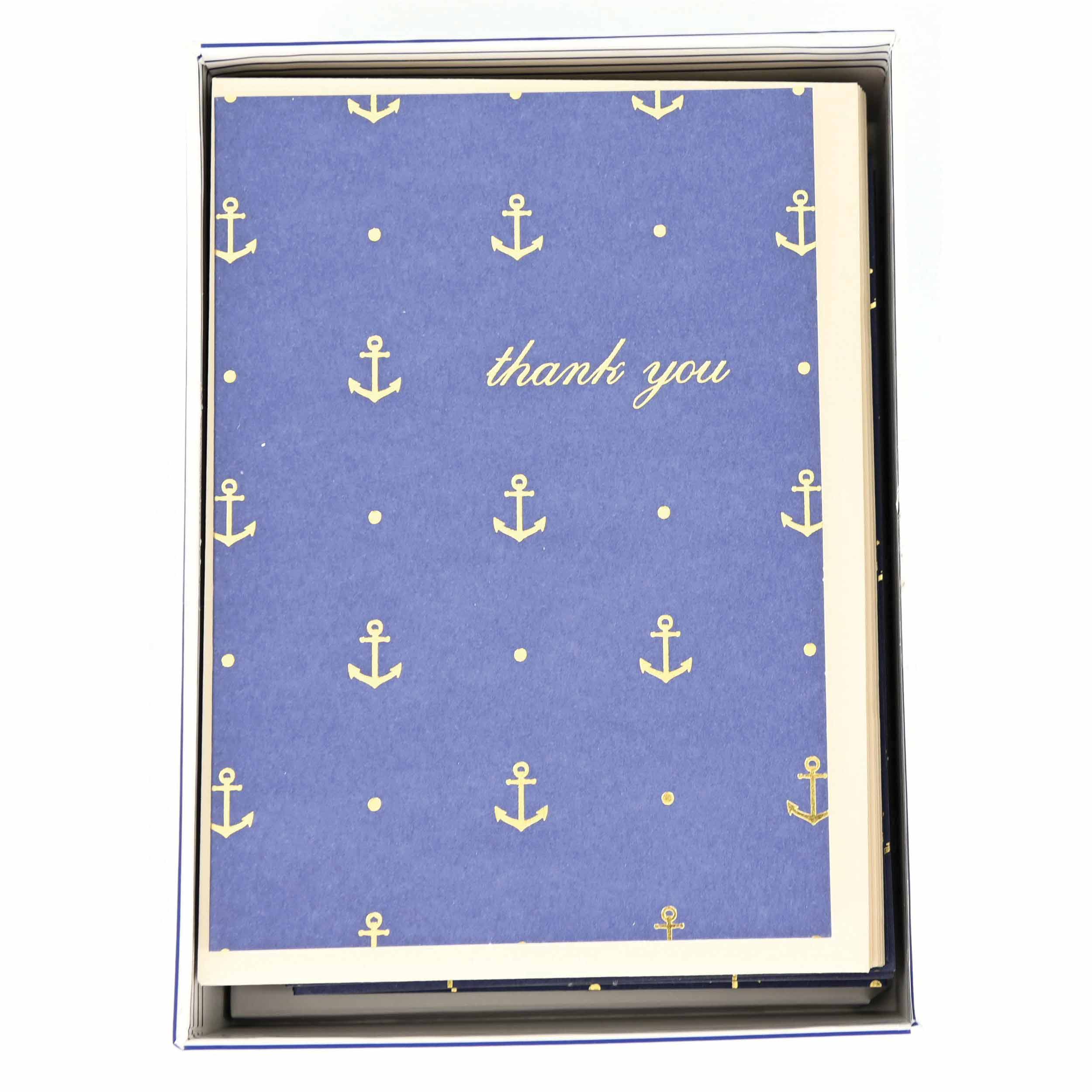 Gold Anchors Thank You Note Card Set
