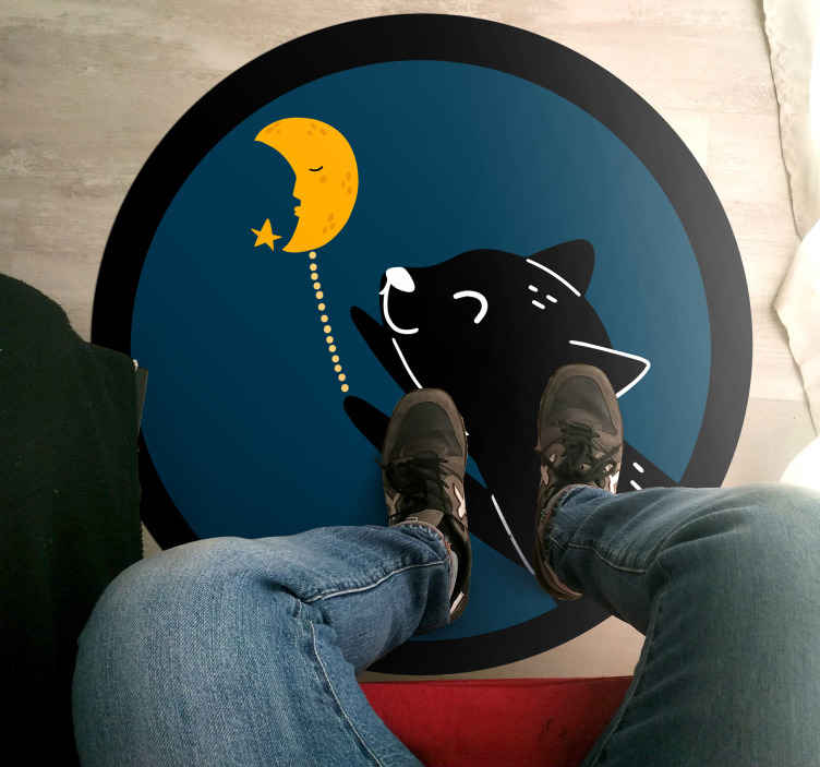 Tappeto in vinile bambini Gatto e una luna