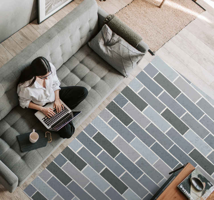 Grijze bakstenen tegel vinyl tapijt