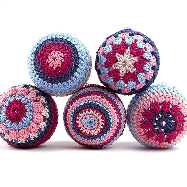 Deramores Christmas Crochet Baubles by Cassie Ward - Pastel Colourway 1