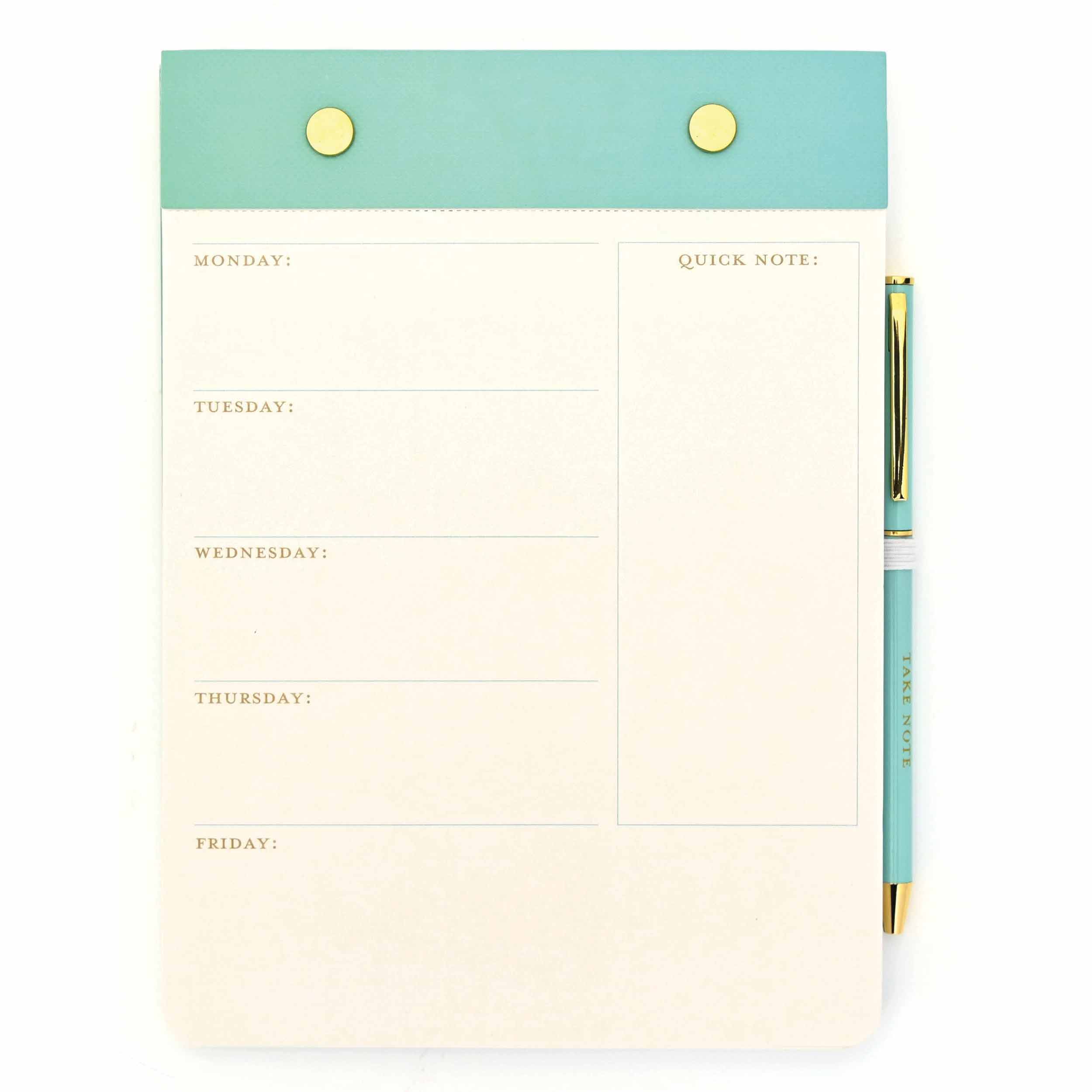 Mint Undated Desk Pad & Pen Set