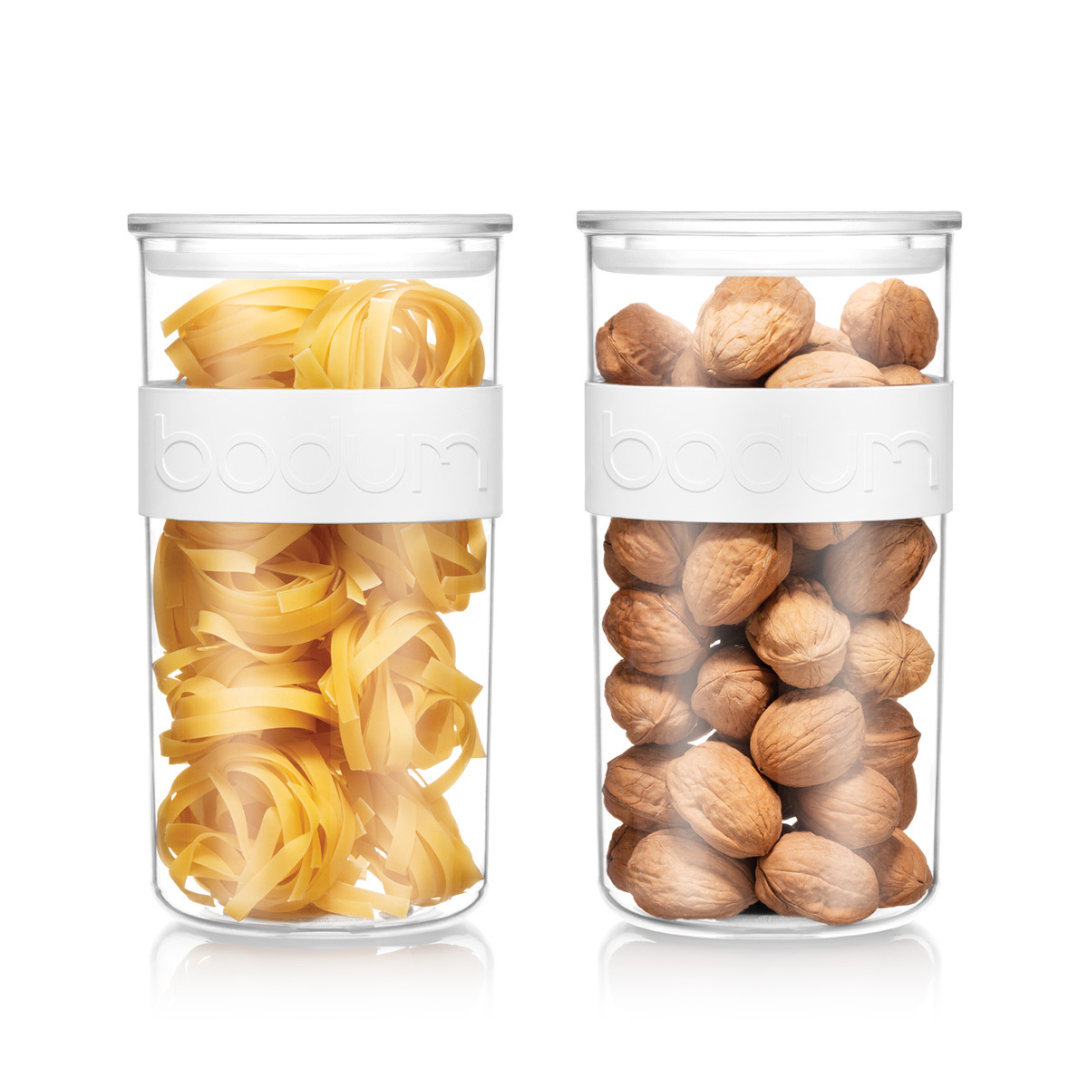 Bodum PRESSO: Set de 2 bocaux conservation en plastique, avec couvercle hermétique, 2.0 l | Blanc crème
