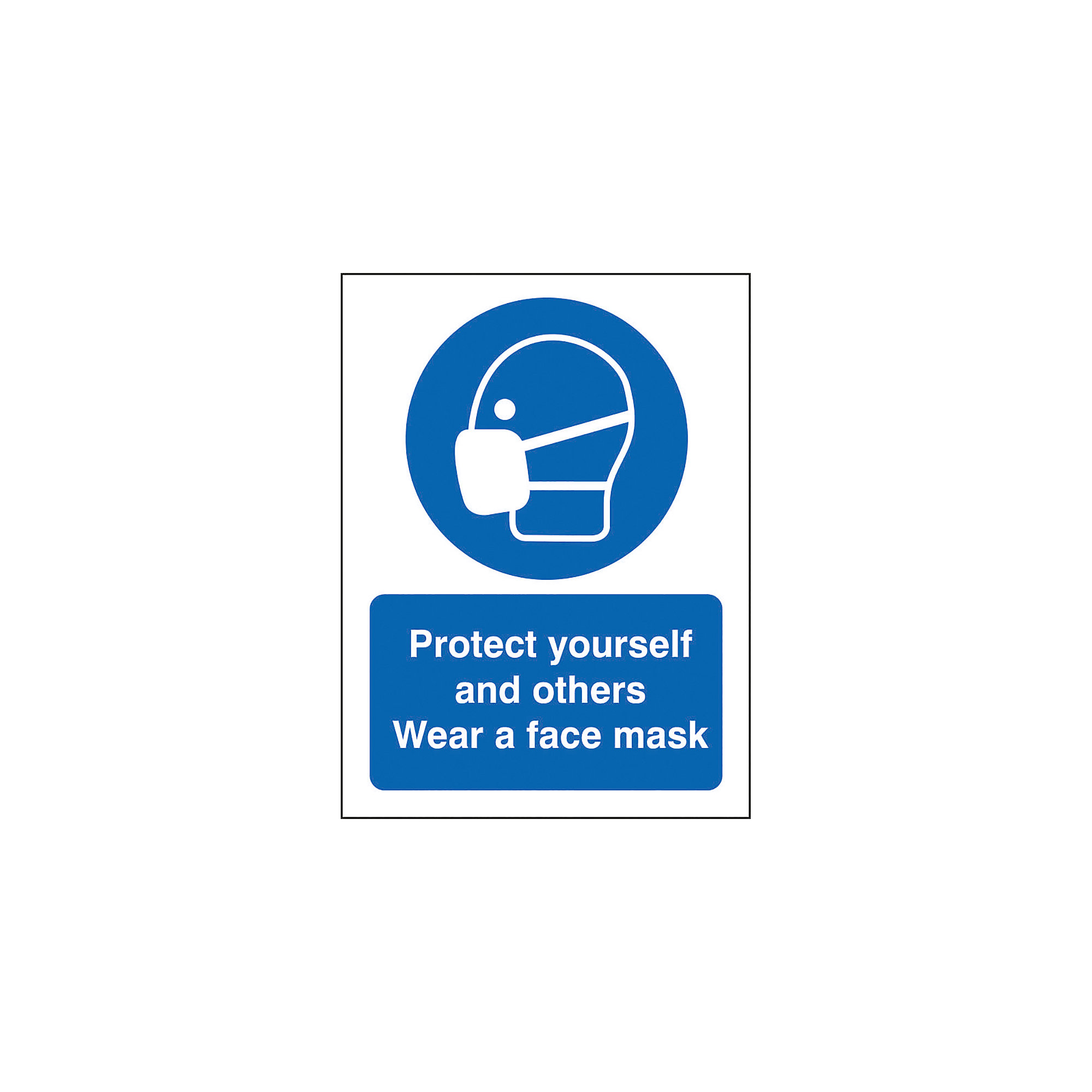 Seco Health and Safety Sign Protect yourself and others, wear a face mask Window Cling Film Blue, White 15 x 20 cm