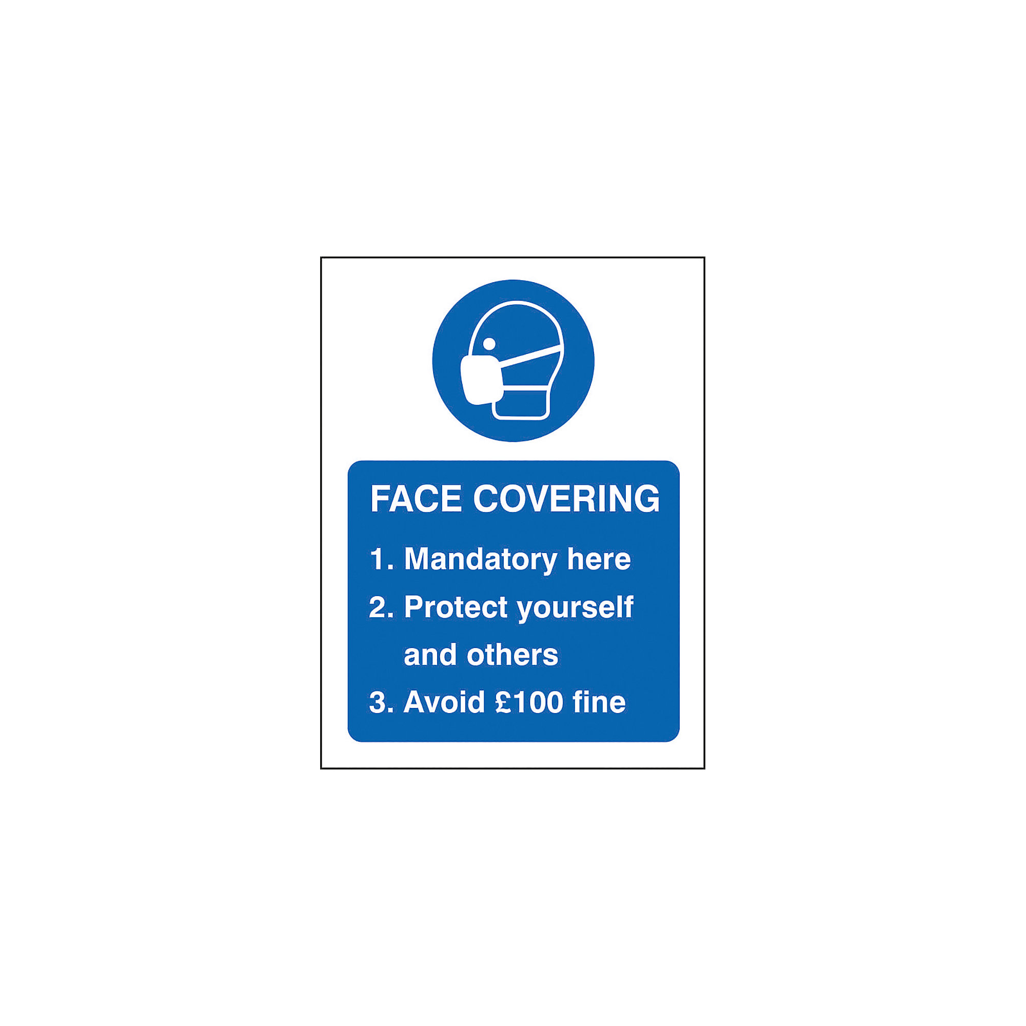 Seco Health and Safety Sign Face covering mandatory here Window Cling Film 15 x 20 cm