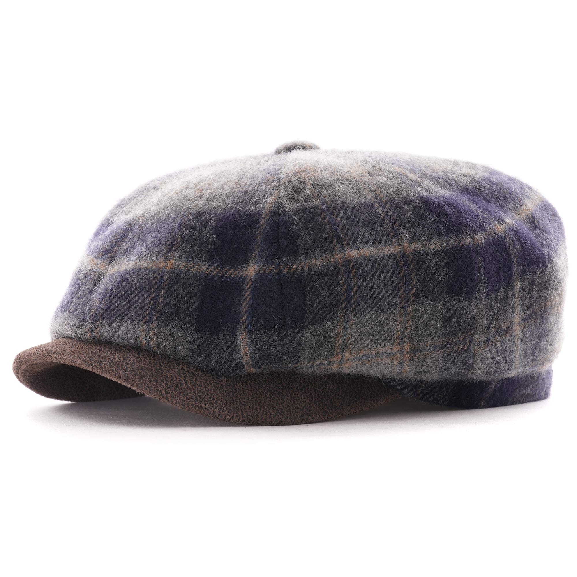 Stetson Hatteras Lambswool Check Flat Cap | Navy Blue | L (59cm)
