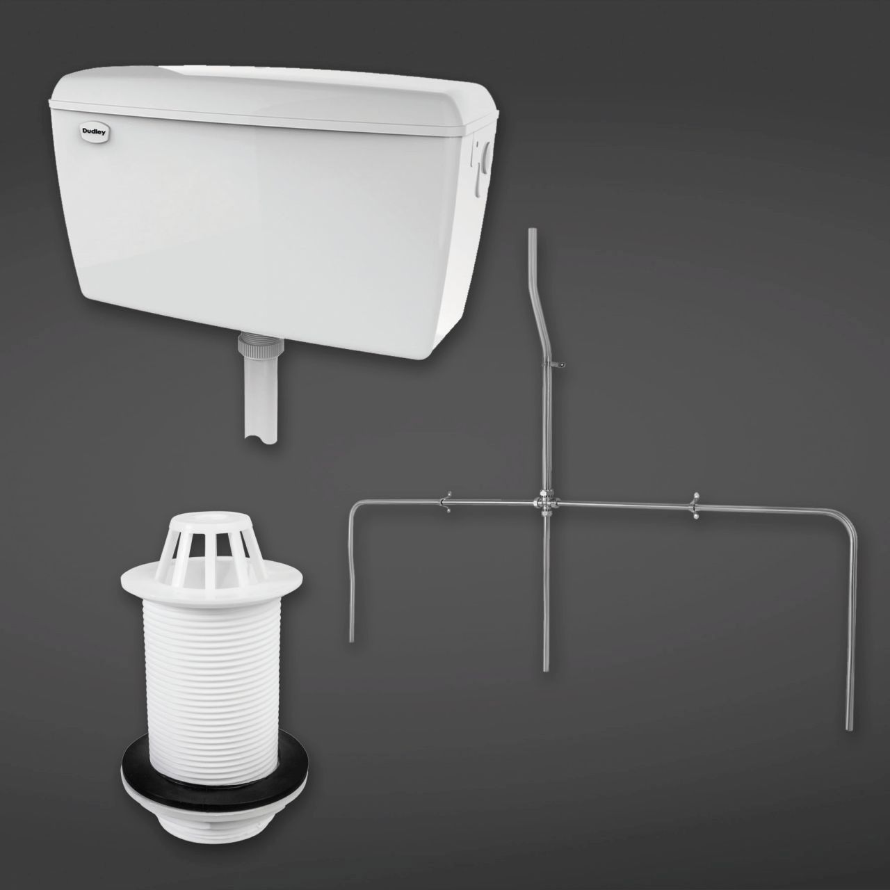 RAK Ceramics RAK 13.5 Litre Concealed Automatic Cistern Pack for 3 Urinals including Sparge Pipe Set with Back Spreader and Waste - CONURIPAK3