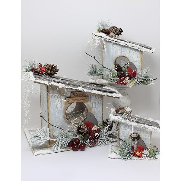 Anna Marie Designs MDF Set of 3 Bird Houses with Birds