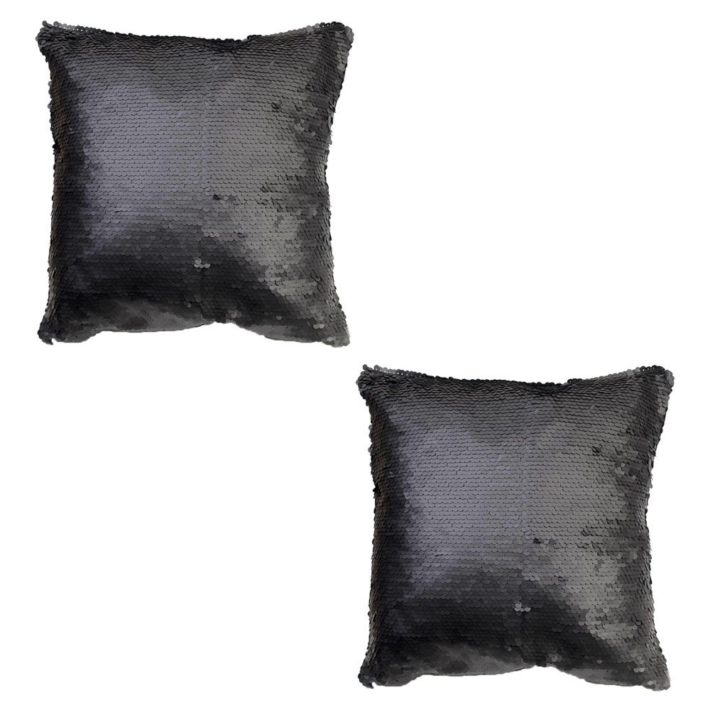 2 Pack of Glitz Sequin Cushion - Black