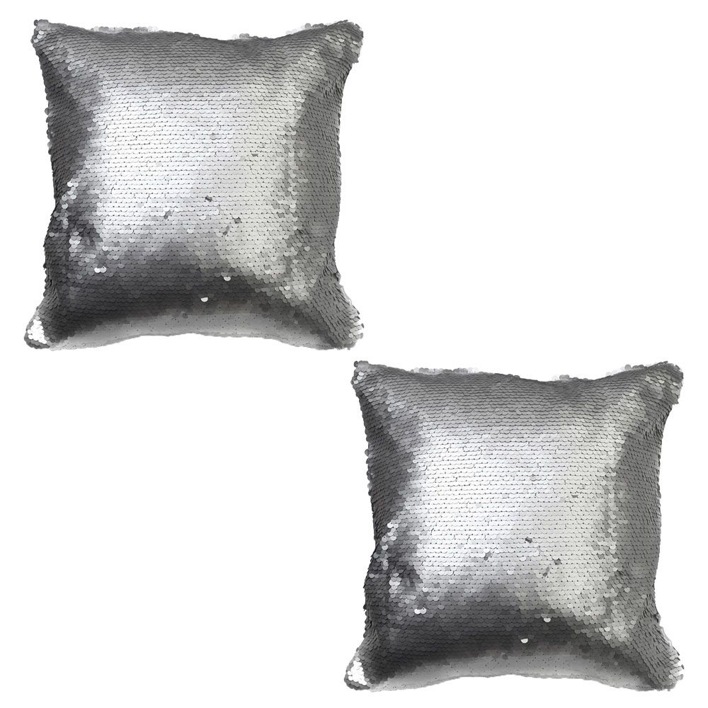 2 Pack of Glitz Sequin Cushion - Silver
