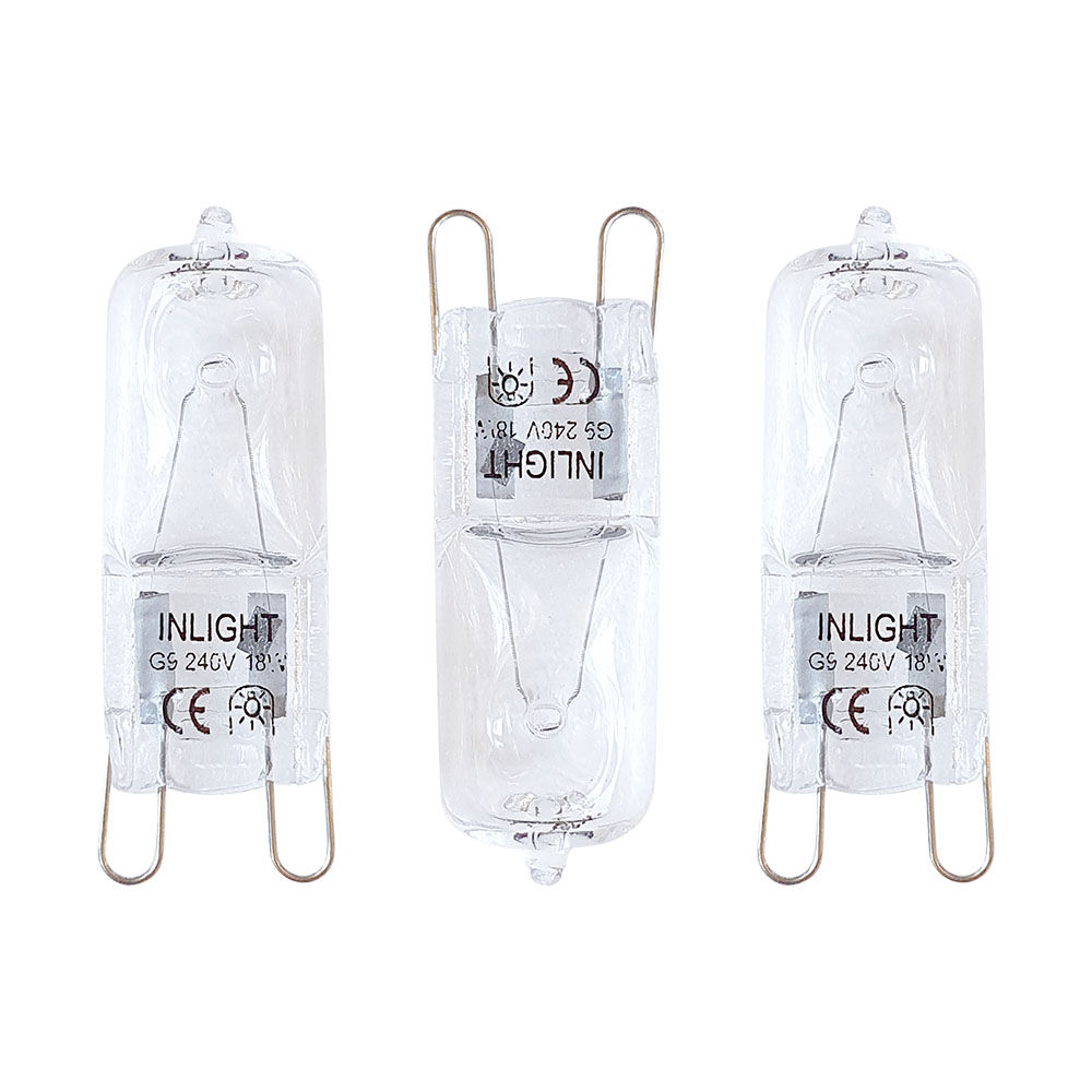 3 Pack of 18 Watt G9 Eco Halogen Light Bulbs - Clear