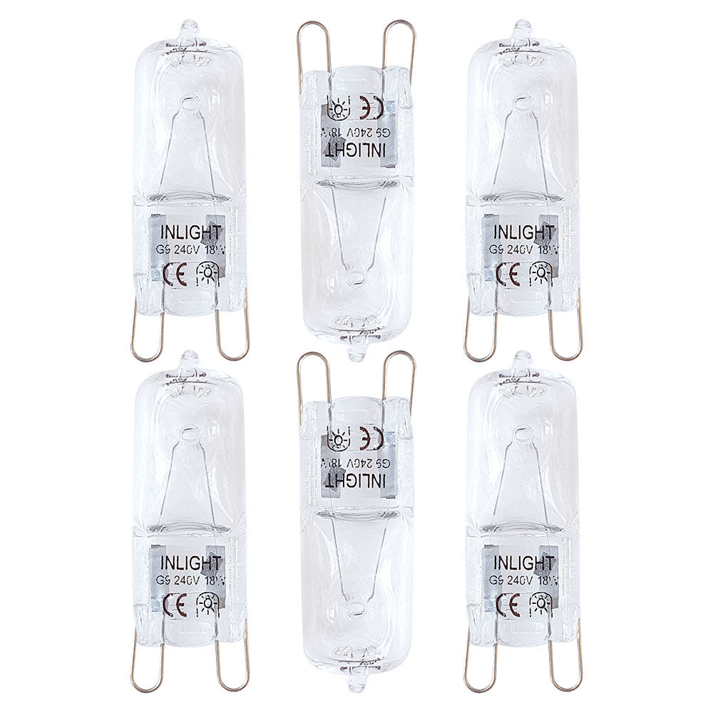 6 Pack of 18 Watt G9 Eco Halogen Light Bulbs - Clear