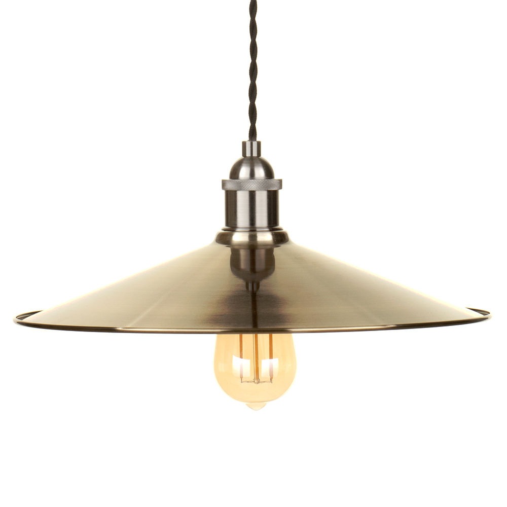 Ciana Wide Fishermans Style Diner Shade - Antique Brass