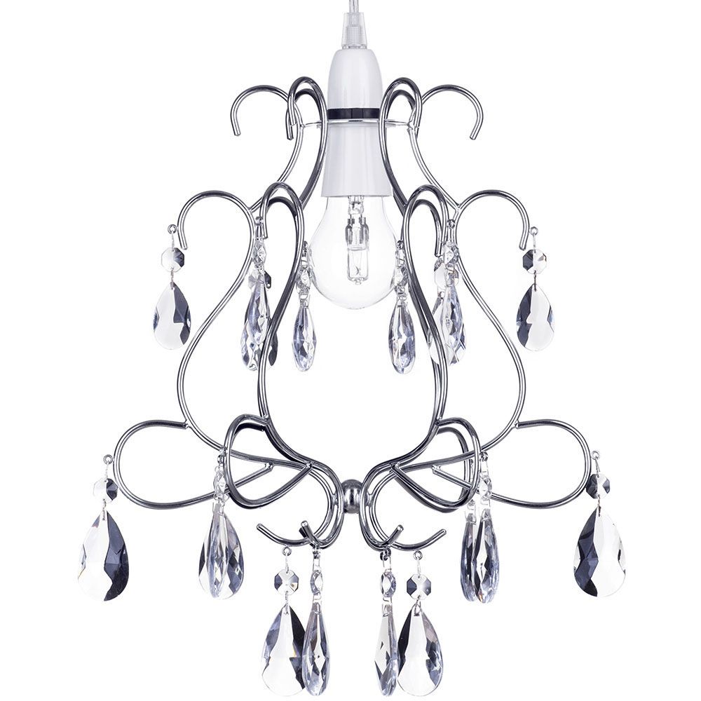 Crystal Droplet Effect Easy to Fit Ceiling Shade - Chrome