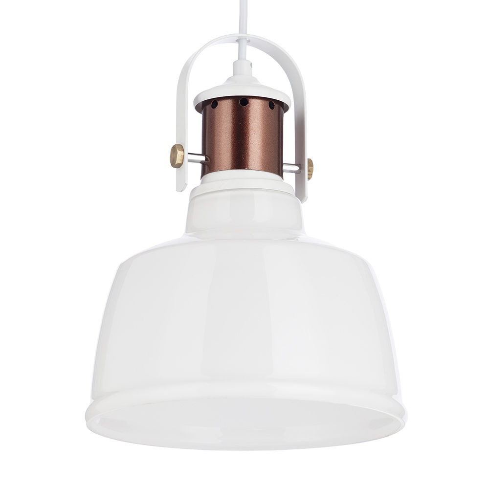 Falmouth White Glass Ceiling Pendant - Copper