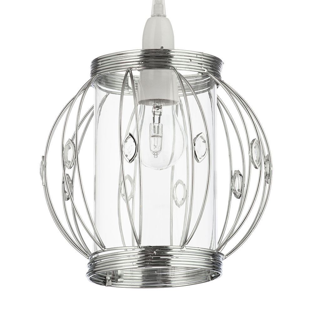 Glass Easy to Fit Pendant Shade - Chrome