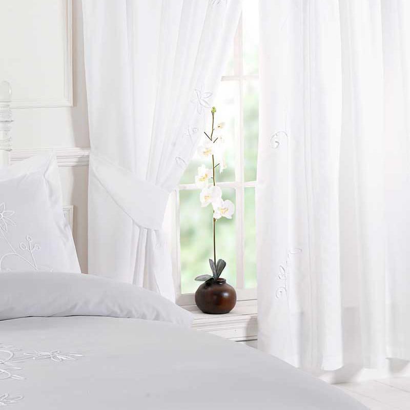 Victoria Pair of Curtains - White
