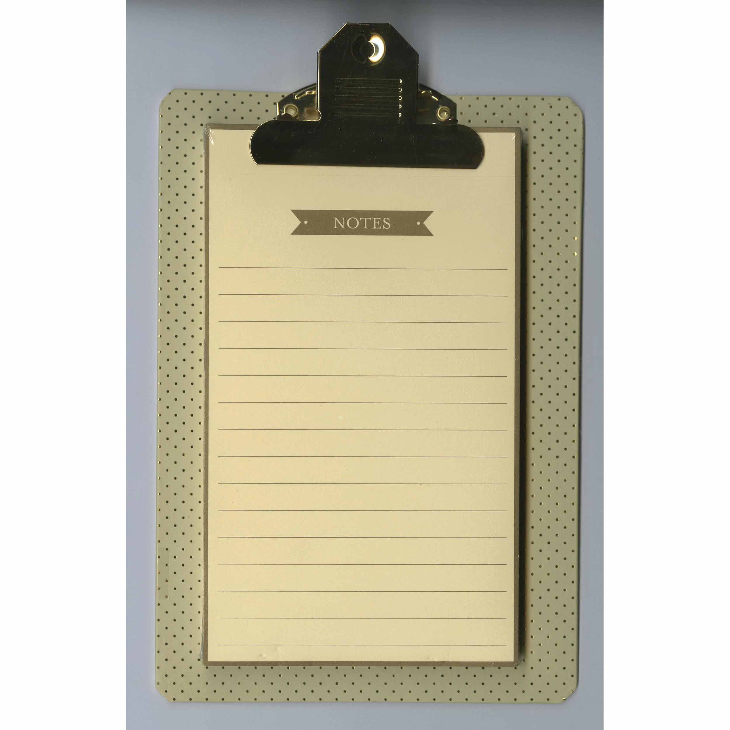 Cream & Gold Notepad & Clipboard