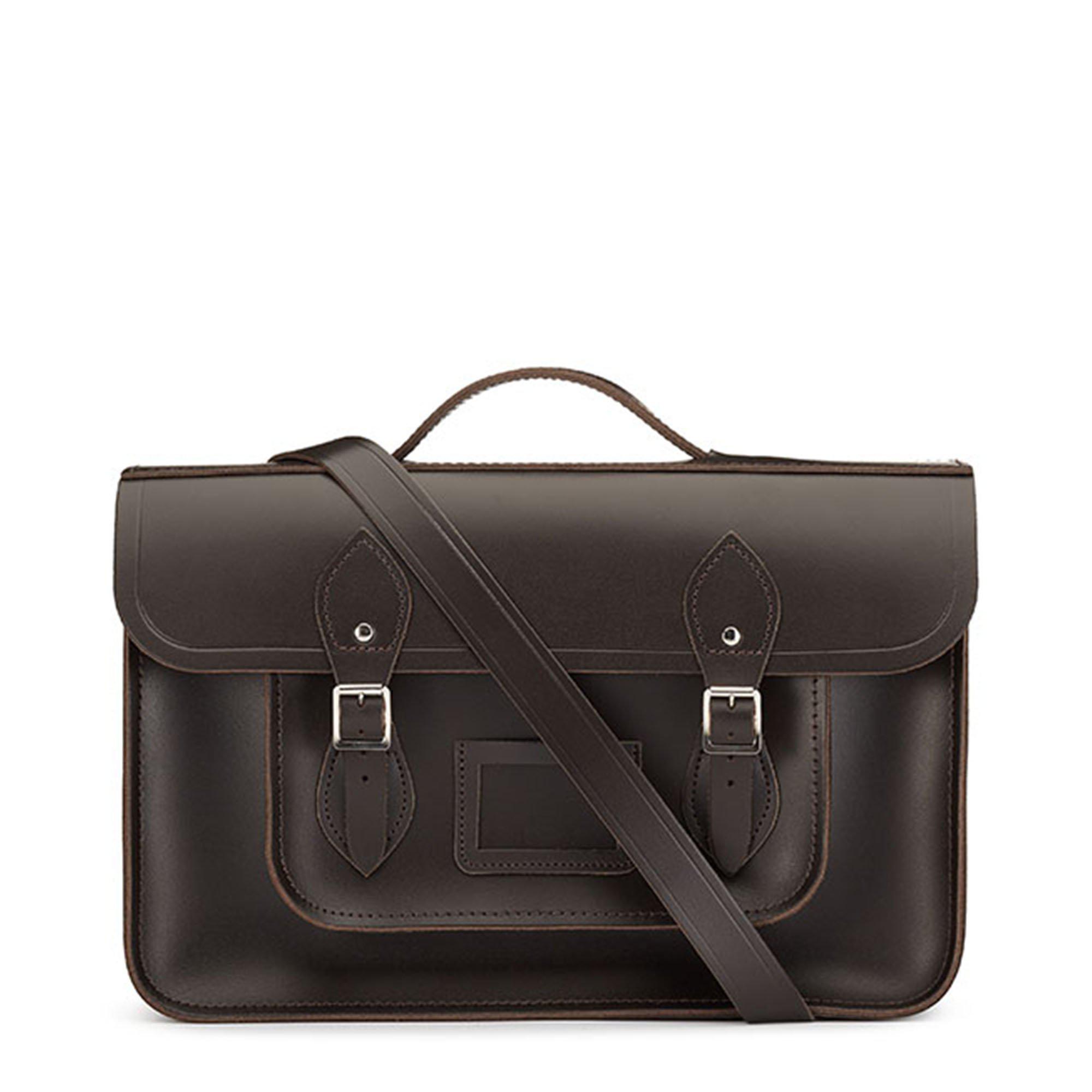 Cambridge Satchel 15 Inch Classic Batchel in Leather - Dark Brown