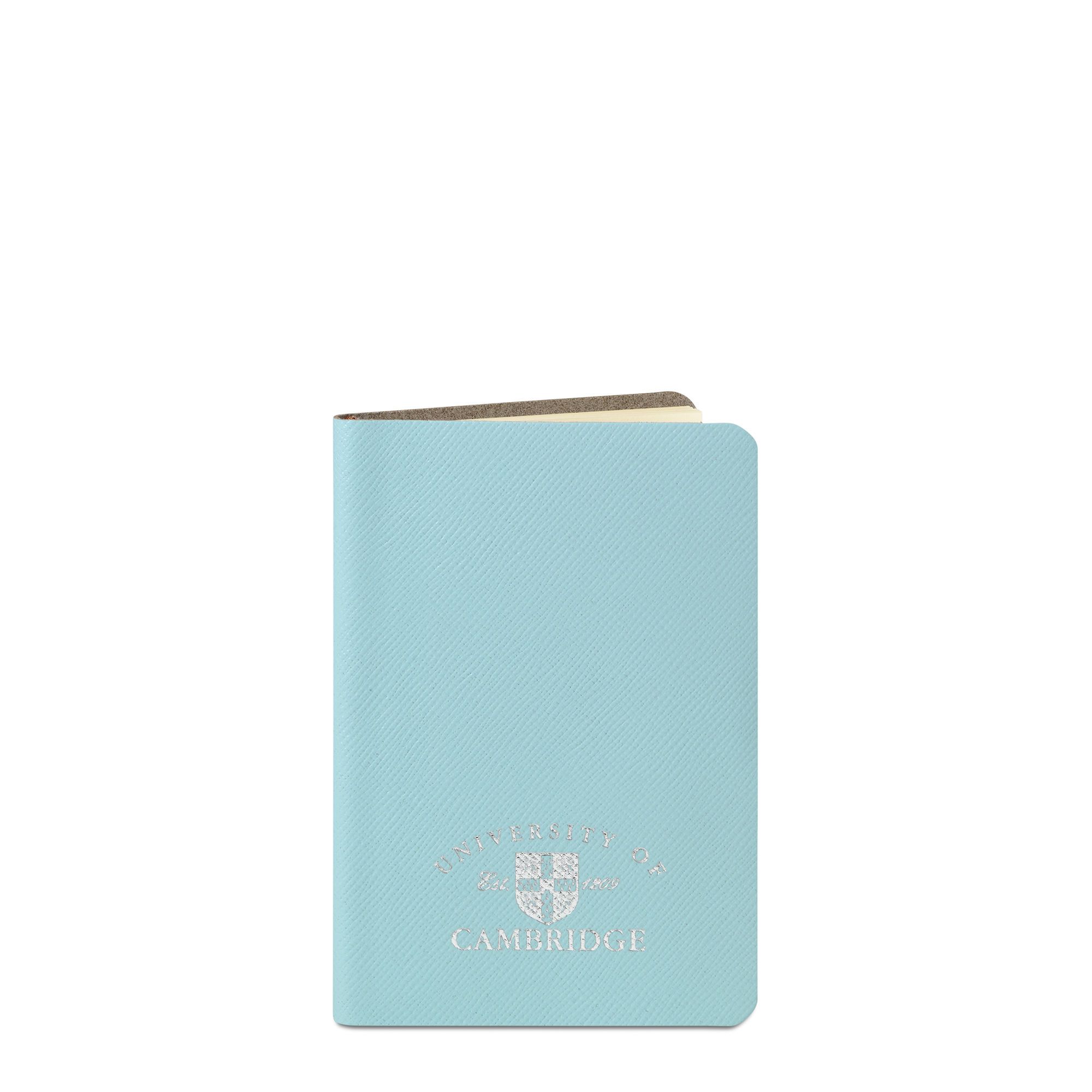 Cambridge Satchel A6 University of Cambridge Notebook in Saffiano Leather - Cambridge Blue Saffiano