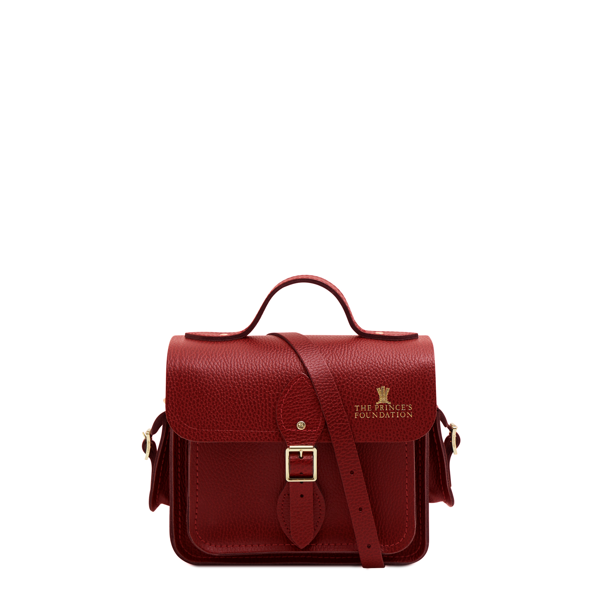 Cambridge Satchel The Prince's Foundation Traveller Bag with Side Pockets in Leather - Red Celtic Grain