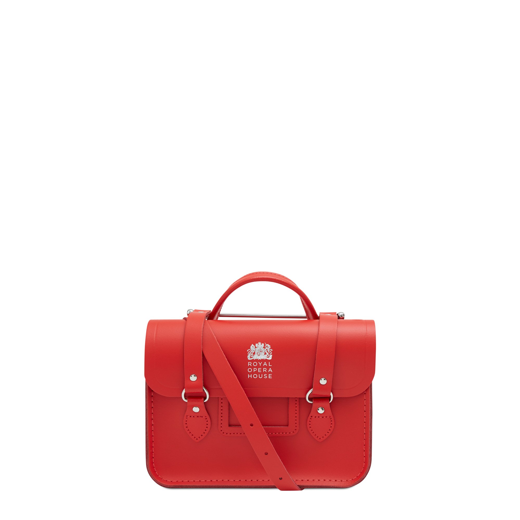Cambridge Satchel Melody Bag In Leather - Royal Opera House Red with ROH Logo in Silver Foil