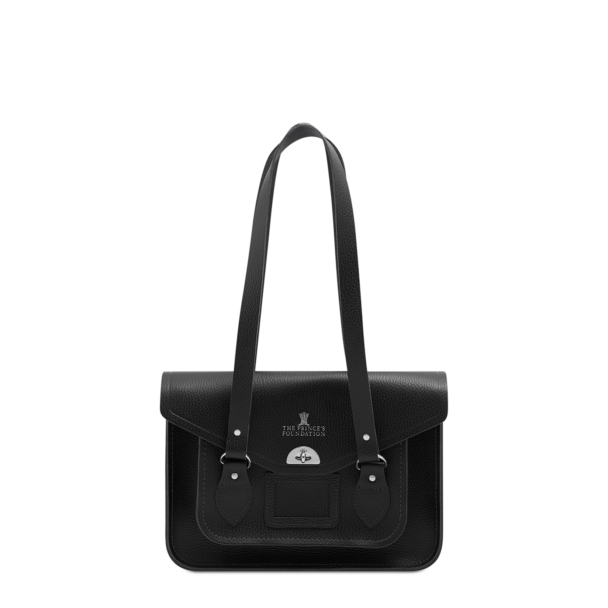 Cambridge Satchel The Prince's Foundation Twist Lock Tote in Leather - Black Celtic Grain