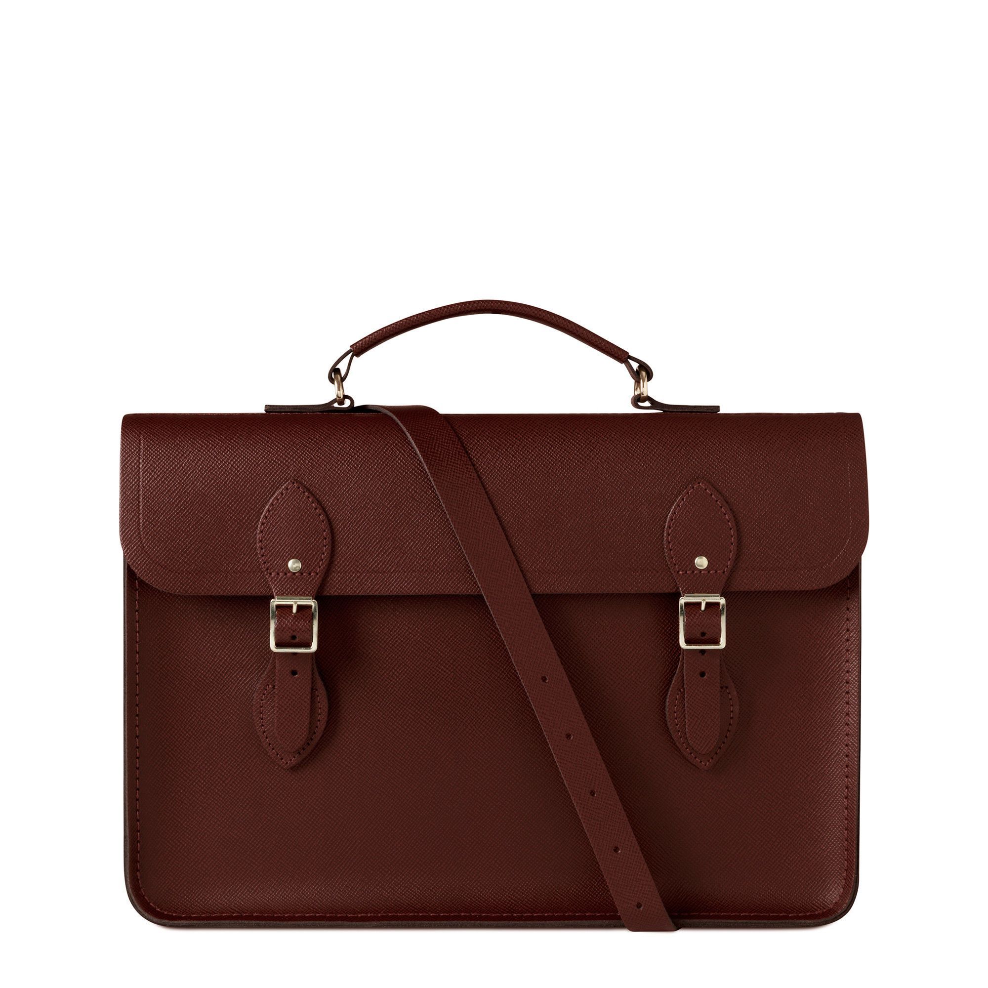 Cambridge Satchel Large Briefcase in Leather - Oxblood Saffiano