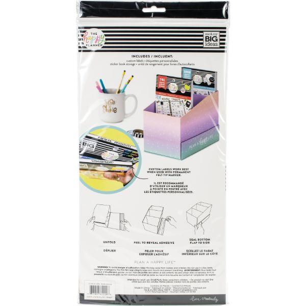 Me & My Big Ideas Happy Planner Sticker Book Storage Box W/Stickers 23/Pkg Pastel Rainbow & 22 Stickers