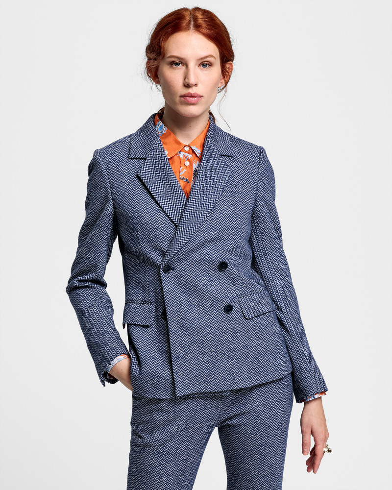 GANT Blazer Em Jersey Com Maxipadrão Espinha De Peixe | Feminina  EVENING BLUE  UK 6