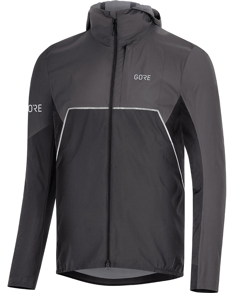GORe Wear R7 Partial GORe-TeX INFINIUM Men's Hooded Jacket | M | Black/Terra Grey