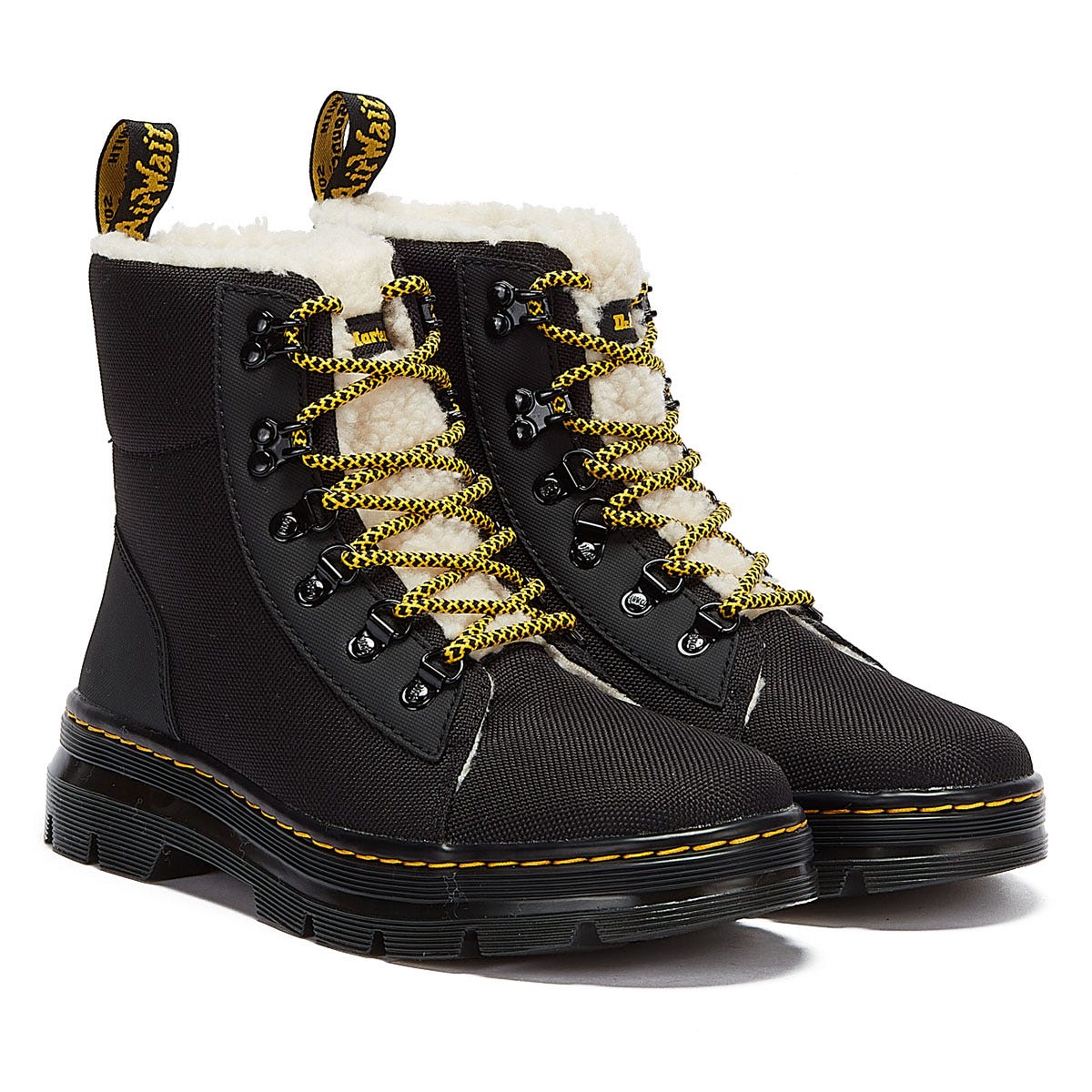 Dr. Martens Combs Fur Lined Womens Black Boots UK 8