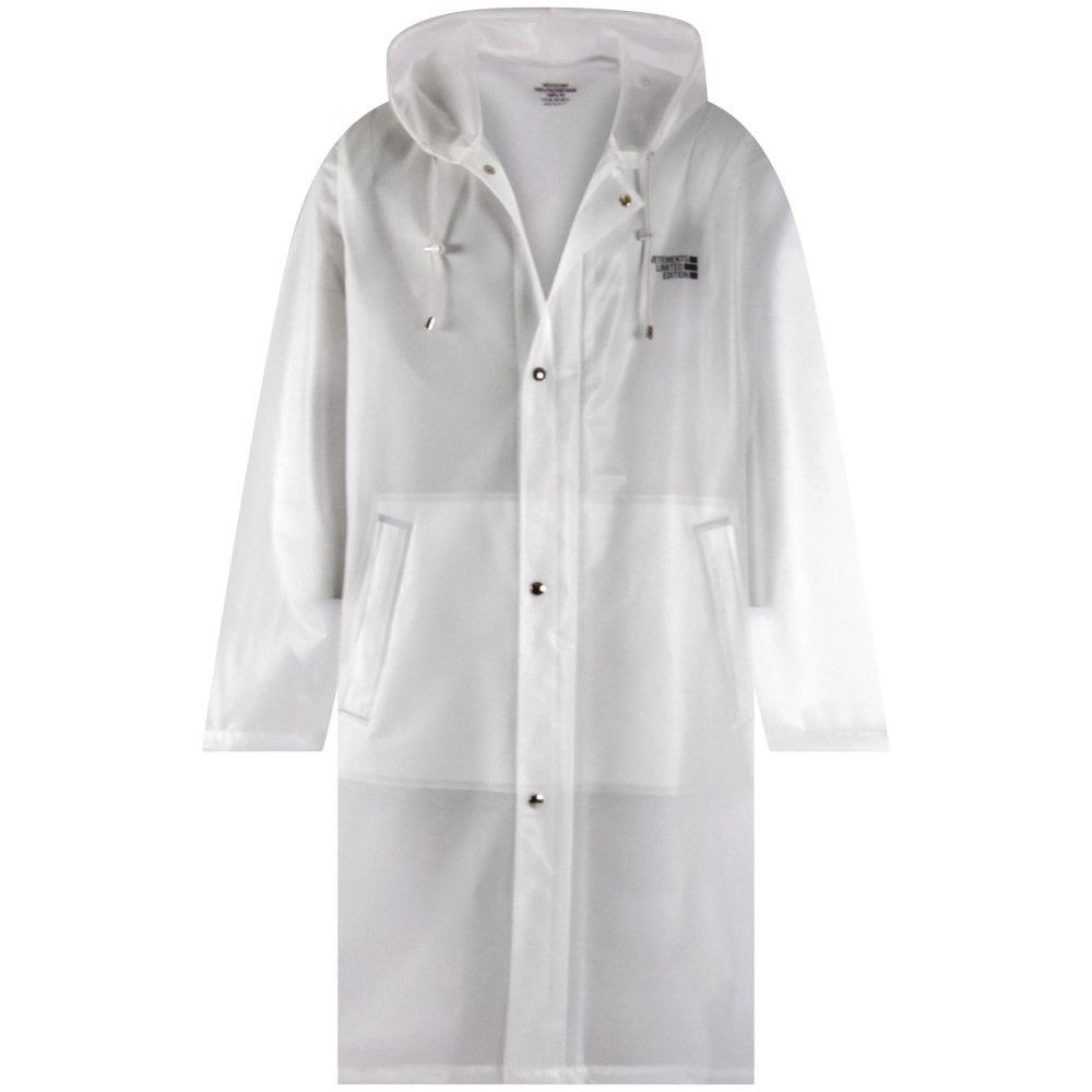 VETEMENTS Men's Transparent Logo Raincoat | Transparent | OSZ
