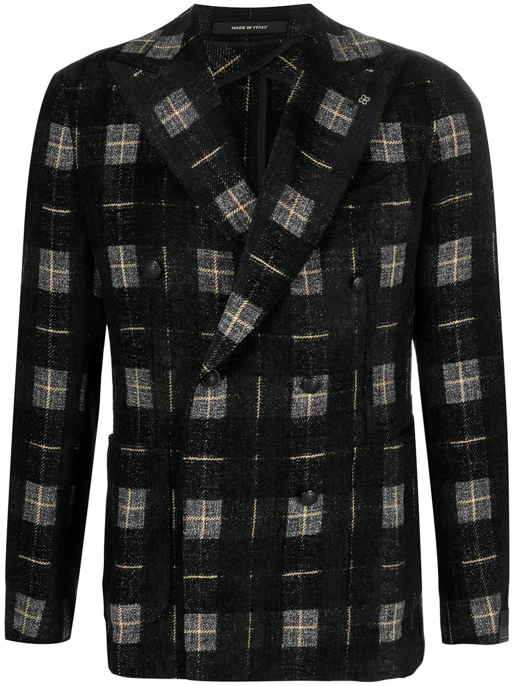 Tagliatore Check Pattern Wool Jacket | 50 | Black
