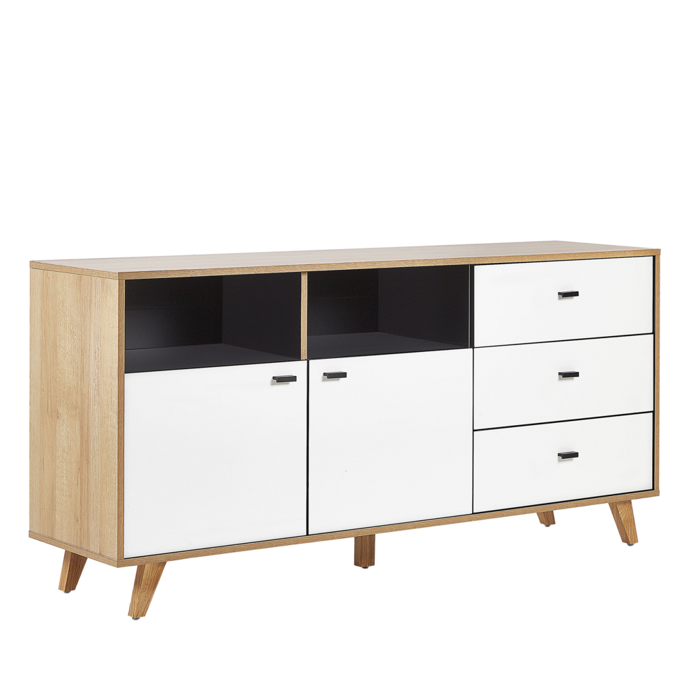 Beliani Sideboard lichtbruin/wit ILION