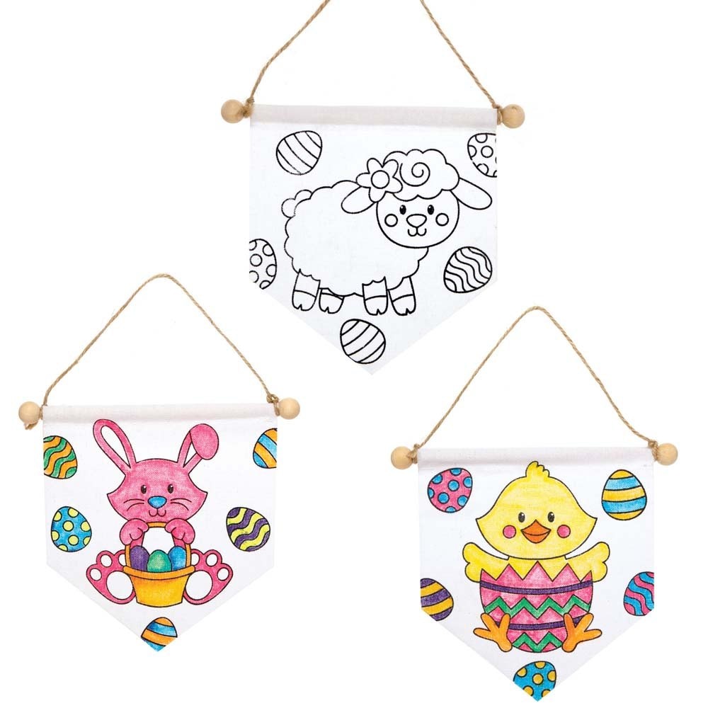 Easter Colour-in Fabric Banners (Pack of 3)