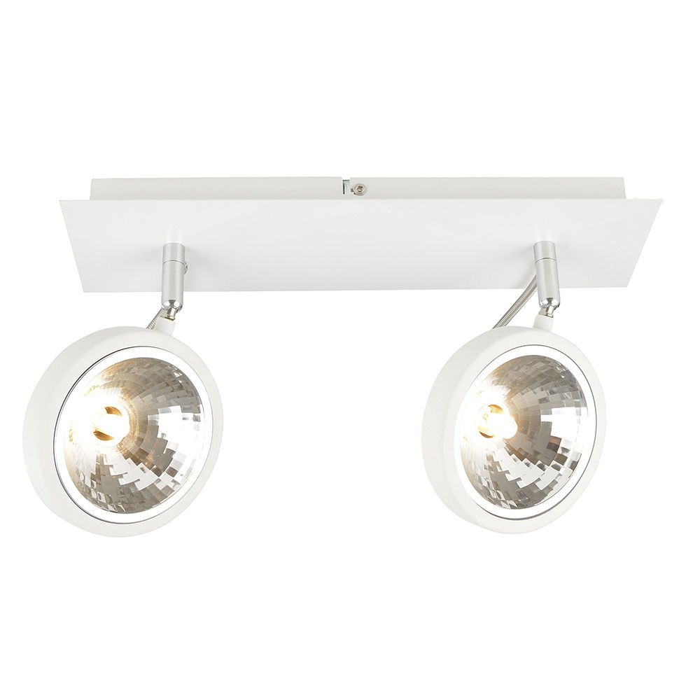 Rosco 2 Light Parabolic Rectangular Ceiling Spotlight Plate with LED Bulbs - White