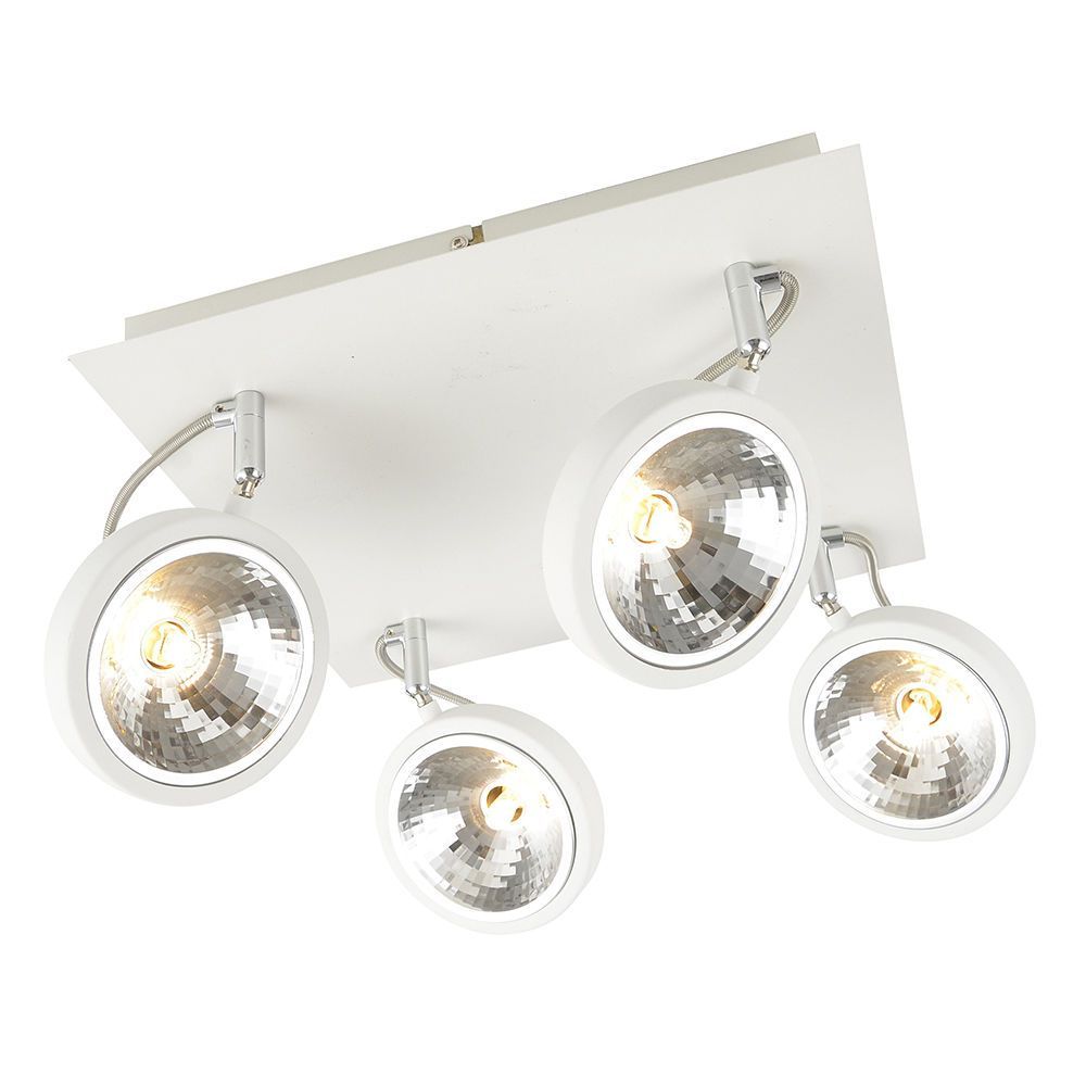 Rosco 4 Light Parabolic Square Ceiling Spotlight Plate with LED Bulbs - White