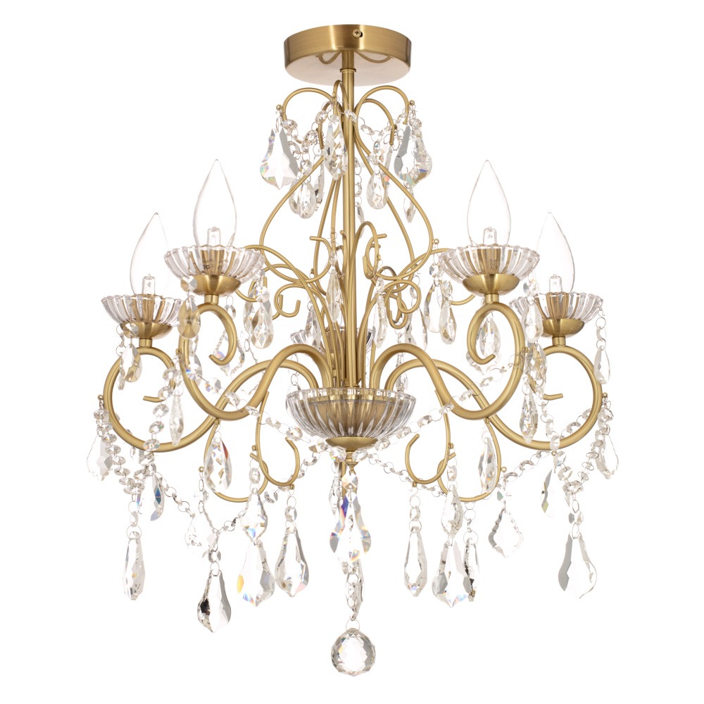 Vara 5 Light Bathroom Chandelier - Satin Brass
