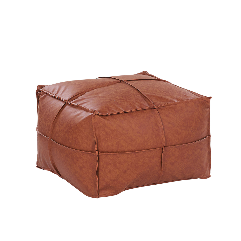 Beliani Poef kunstleer bruin BORI