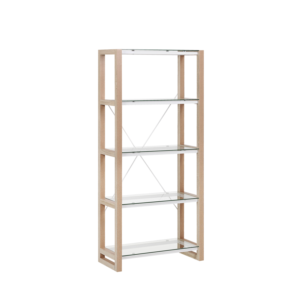 Beliani Boekenkast glas lichtbruin JENKS