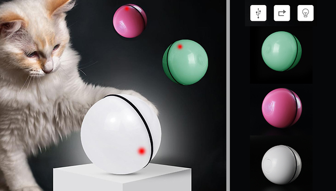 SecretStorz LED Rolling Flash Ball Cat Toy - 3 Colours
