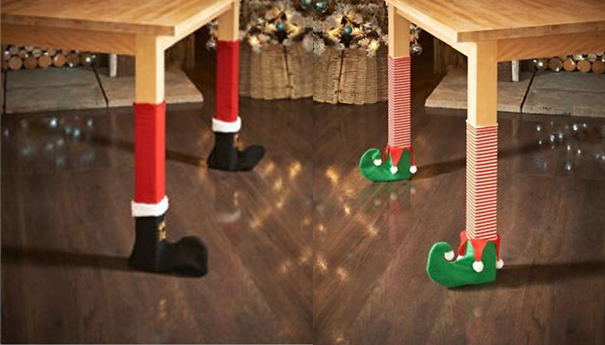 SecretStorz Set of 4 Christmas Chair & Table Leg Elf Foot Covers - 2 Colours