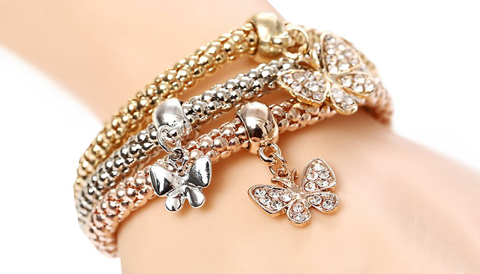 Marcus Emporium 3 Butterfly Charm Bracelets