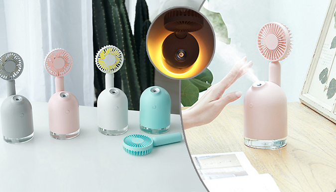 Flashingpineapple 3-in-1 Mini Humidifier Fan with Light - 4 Colours