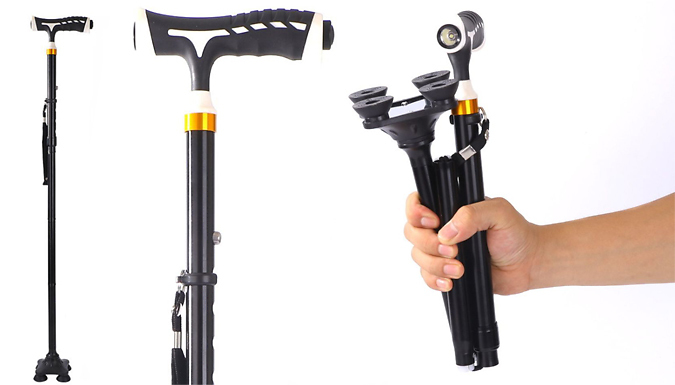 Hey4beauty Foldable Metal Walking Stick with LED Light