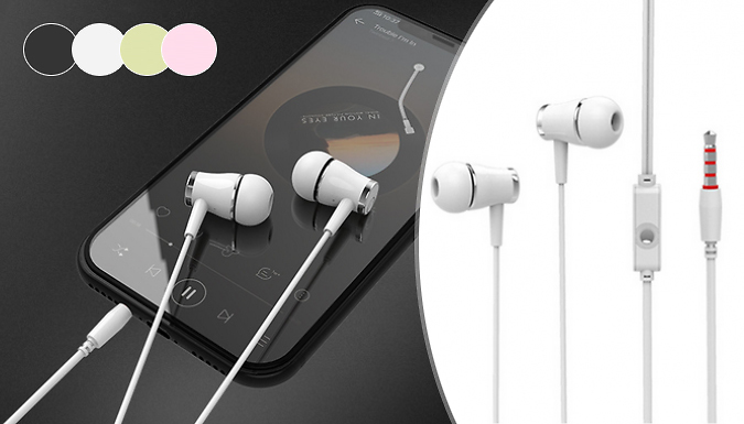 Hey4beauty Stereo HD Earphones With Microphone - 4 Colours