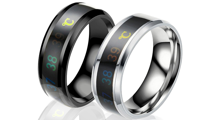 Taylors Jewellery Heat-Sensitive Thermometer Titanium Steel Ring - 2 Colours & 6 Sizes
