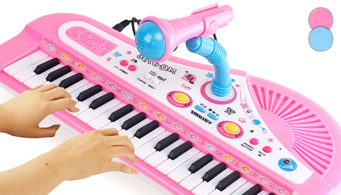 SecretStorz 37-Key Electronic Piano & Mic Toy - Pink or Blue