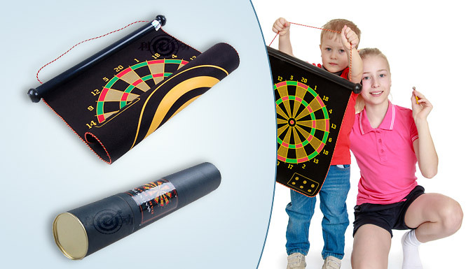 London exchainstore Magnetic Roll Up Dartboard incl. 6 Magnetic Darts